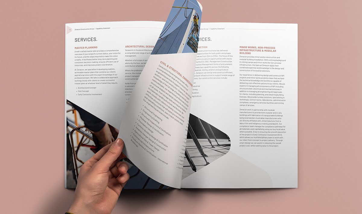 construction brochure internal page design