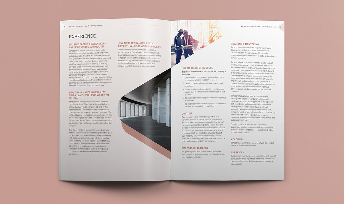 construction brochure page design